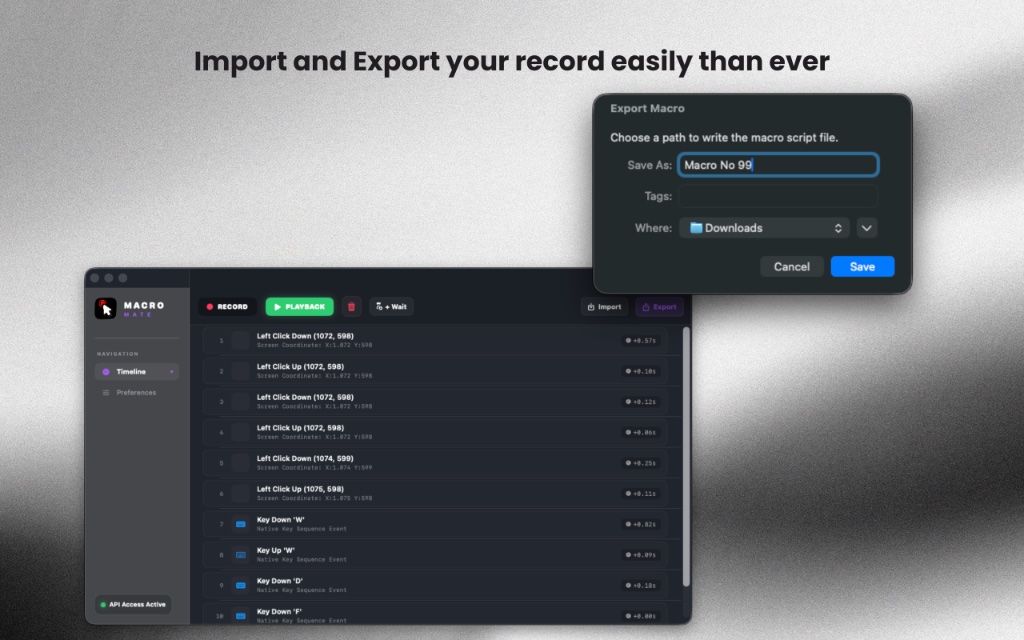 MacroMate Recorder macOS Application Interface